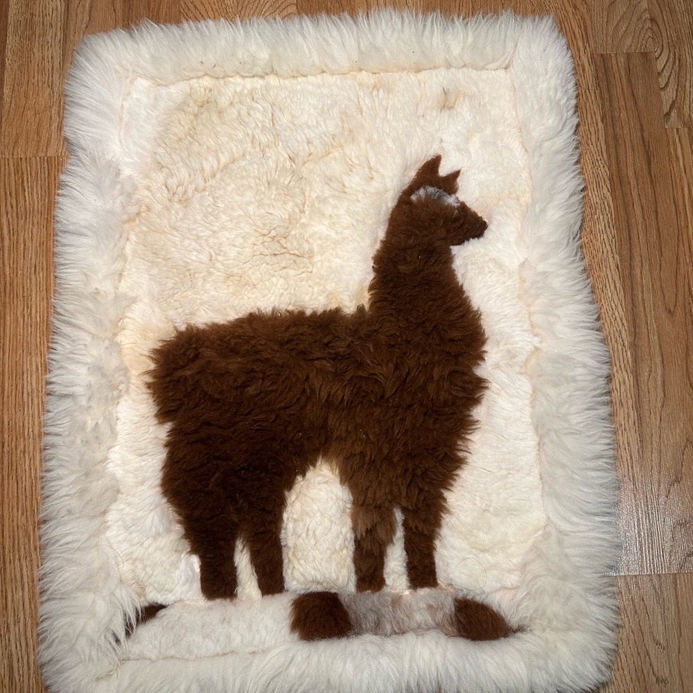 Alpaca Wool Rug in Brown and Cream